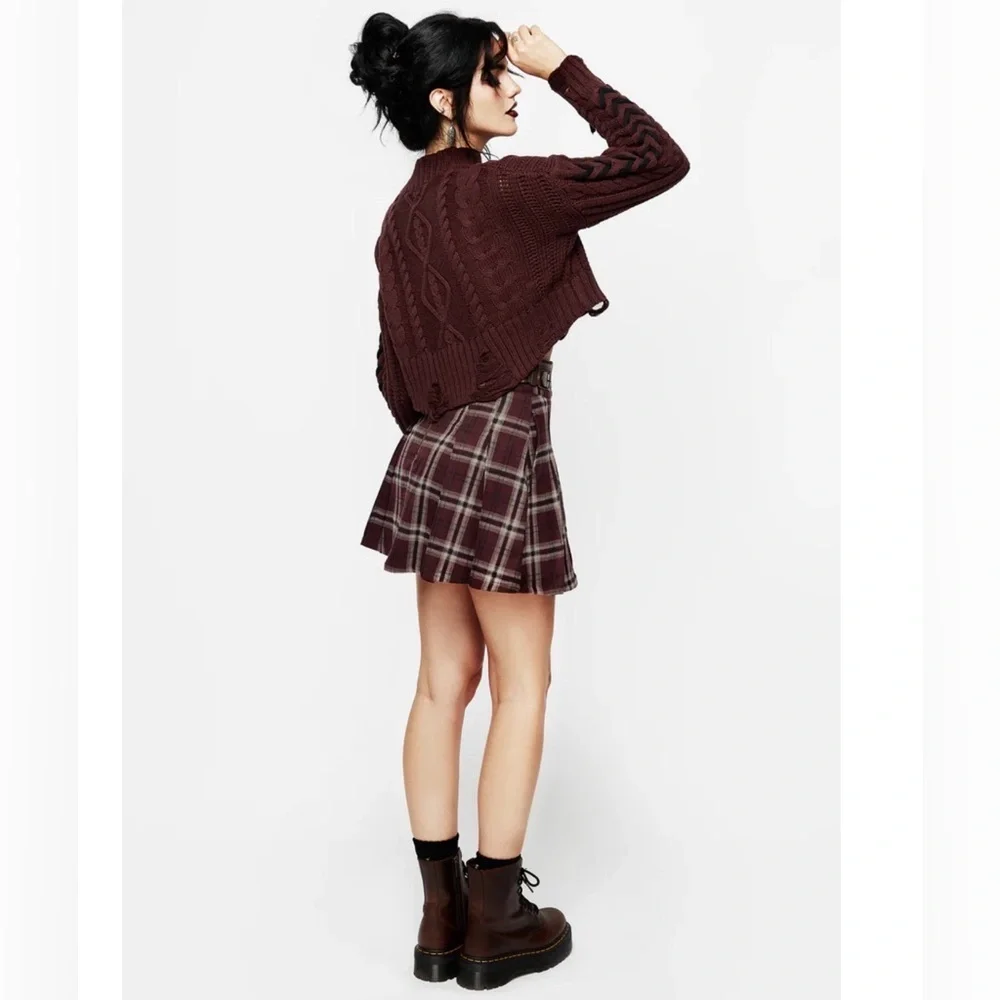 NWT Disturbia Bramble Check Pleated Mini Skirt